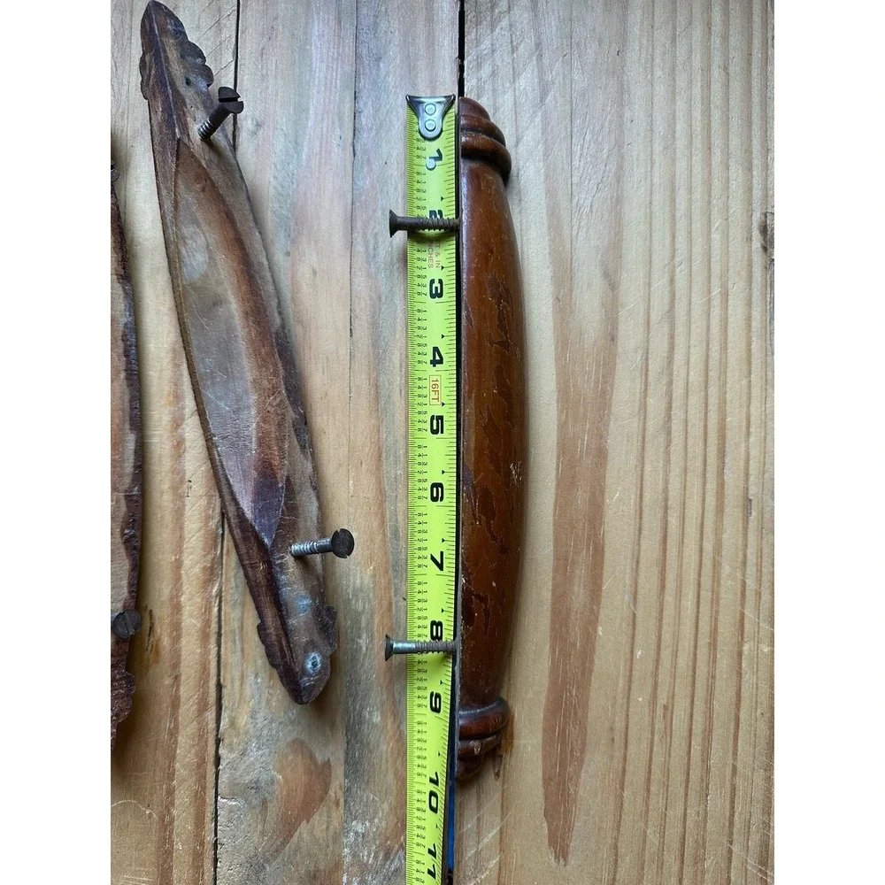 Vintage Drawer Pulls Antique Wooden Cabinet Handles Set Of 5 Wood Unique‎